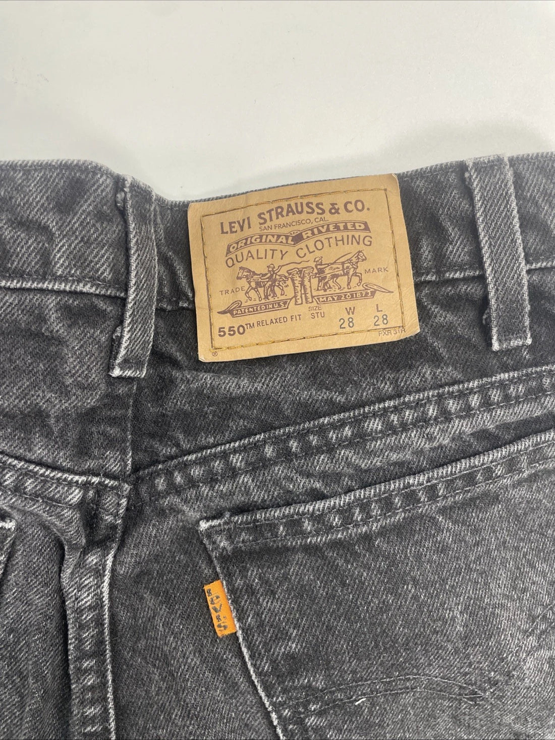 Vintage Levi Strauss & Co 550 Student Denim Jeans Pants 28 X 28 Black Orange Tab