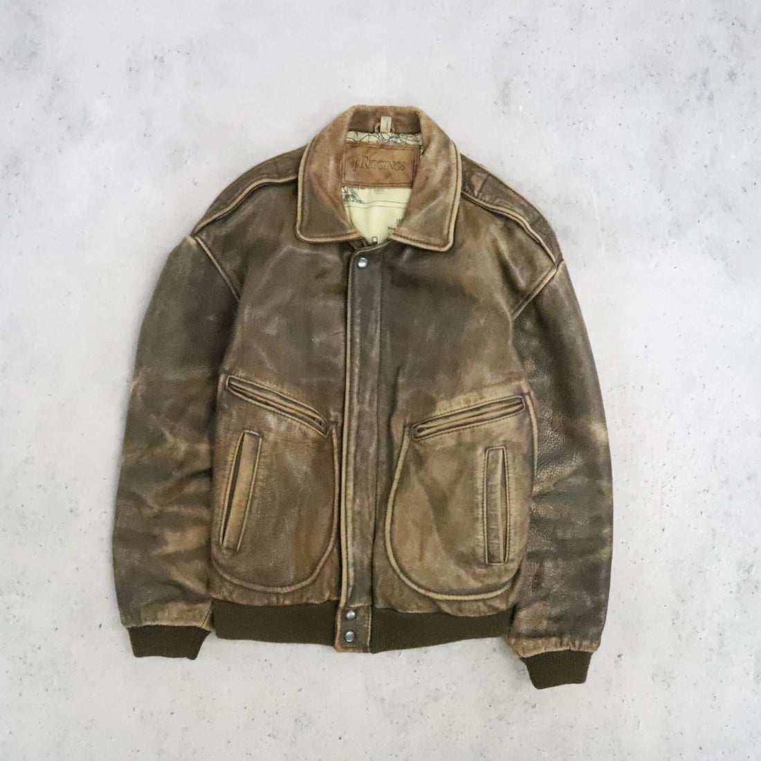 Vintage J.Riggins Leather Bomber Jacket Size Large