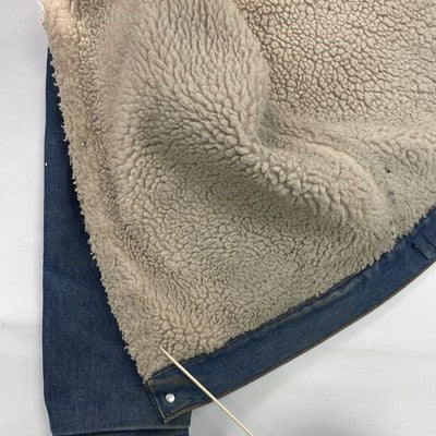 Vintage Wrangler Wrange Denim Coat Jacket Size Large Sherpa Lined