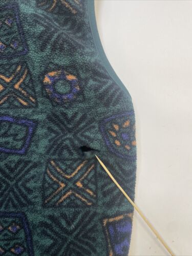 Vintage Western Aztec Fleece Vest Jacket Size XL Green All Over Print