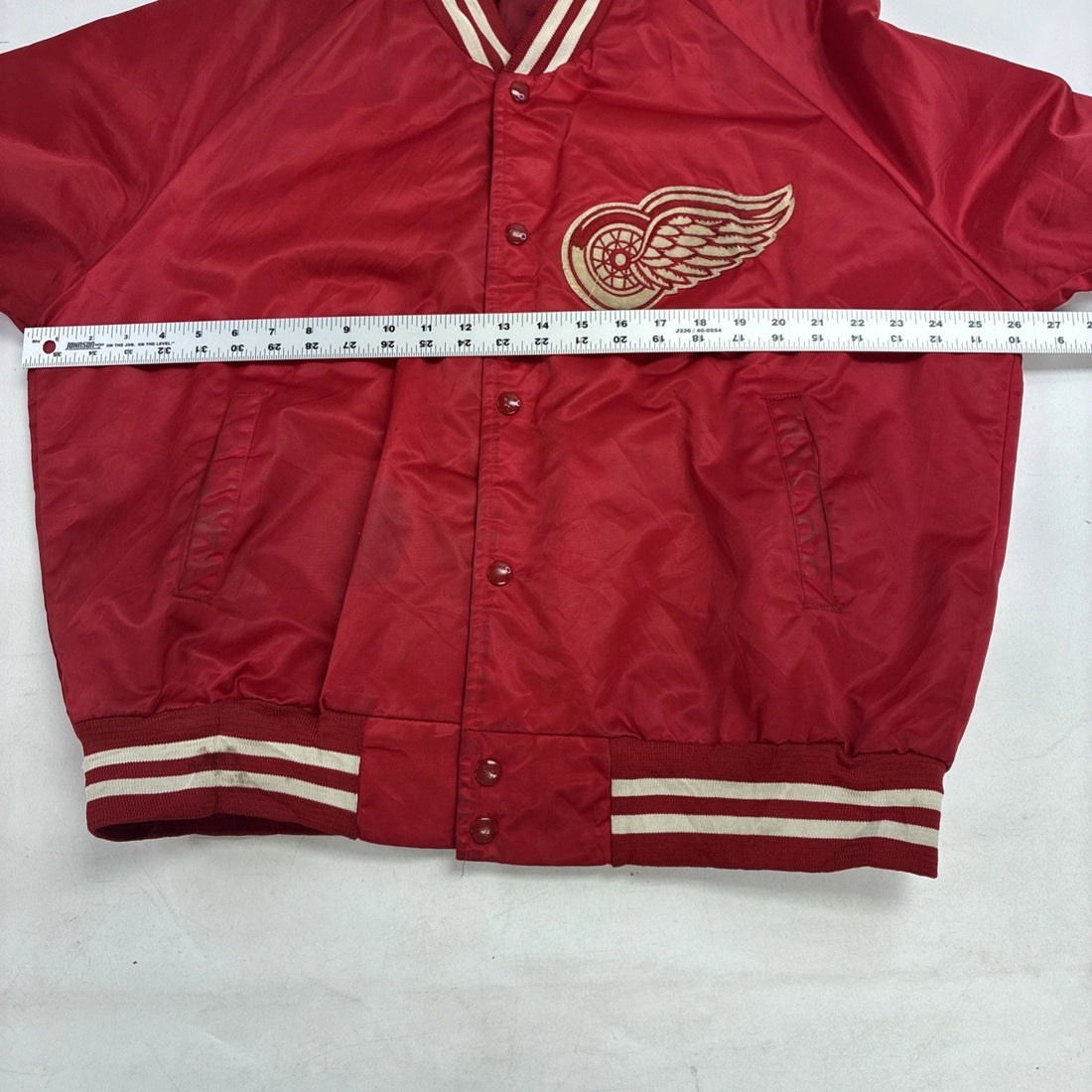 Vintage Detroit Red Wings Chalk Line Satin Bomber Jacket Size XL NHL