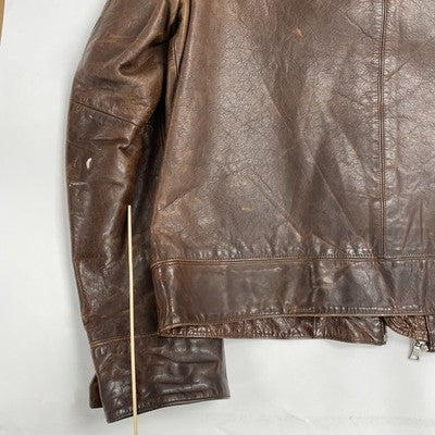 Vintage Banana Republic Leather Bomber Jacket Size Large Brown
