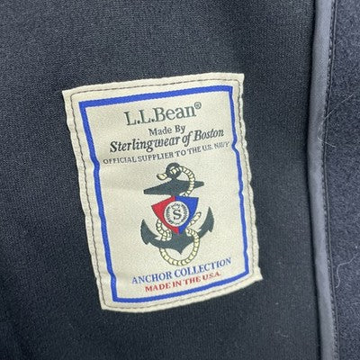 L.L. Bean Double Breasted Wool Peacoat Jacket Size Medium Black