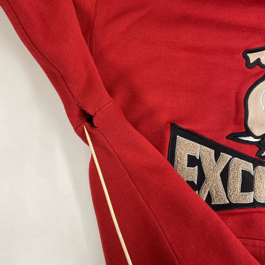 Vintage Exco Jeans Bull Dog Sweatshirt Hoodie Size XL Red Y2K