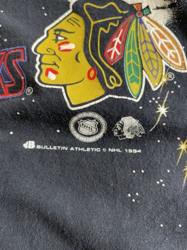 Vintage Chicago Blackhawks Bulletin All Over Print T-Shirt One Size 1994 90s