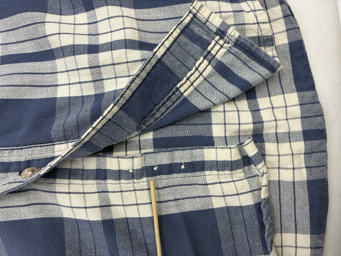 Eddie Bauer McKinley Cloth Button Up Shirt Size Medium Blue Plaid