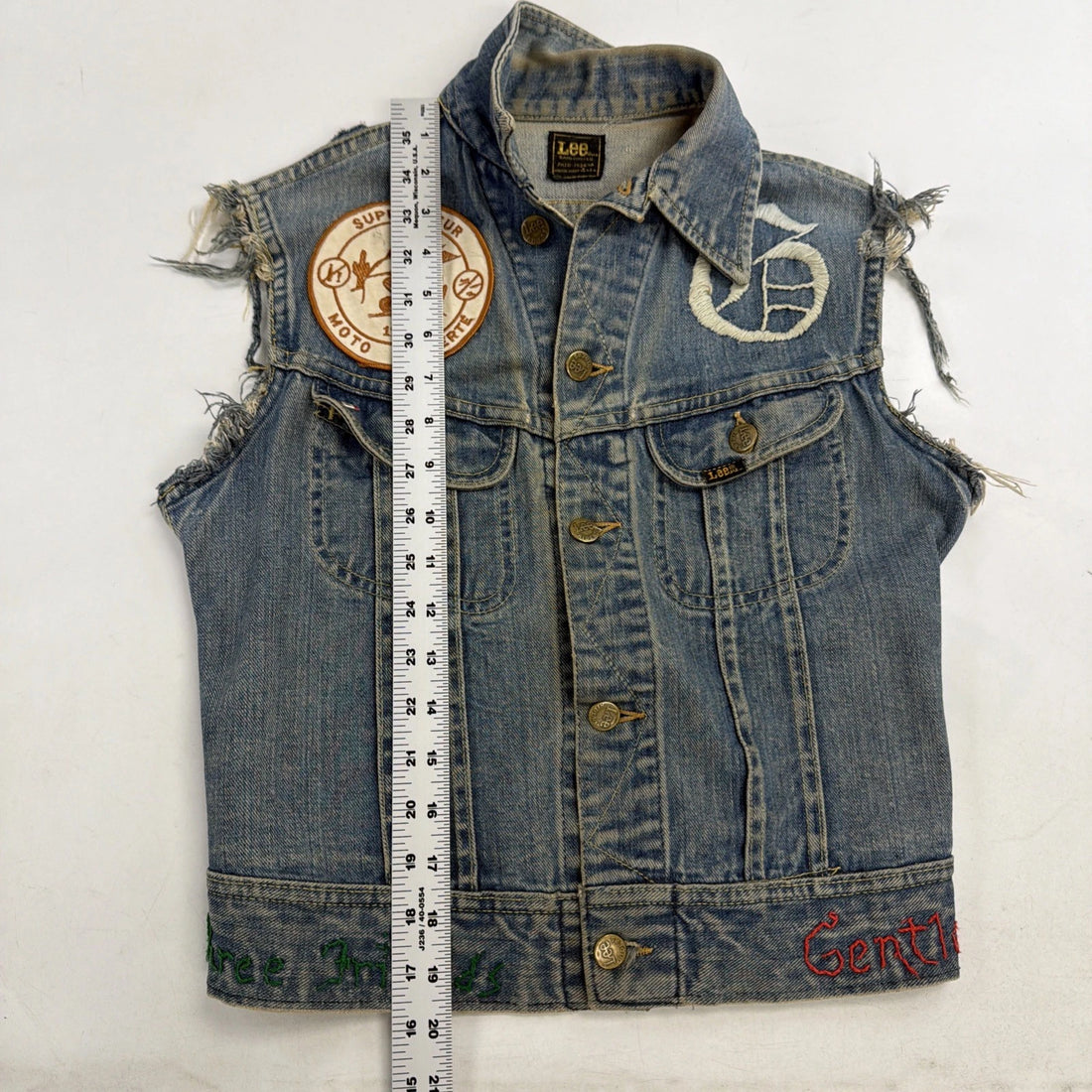 Vintage David Bowie Lee Sanforized Denim Vest Jacket Small PATD 153438 Custom