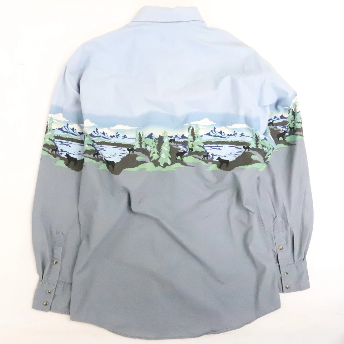 Vintage Roper Wolf Mountain Western Pearl Snap Shirt Size Large