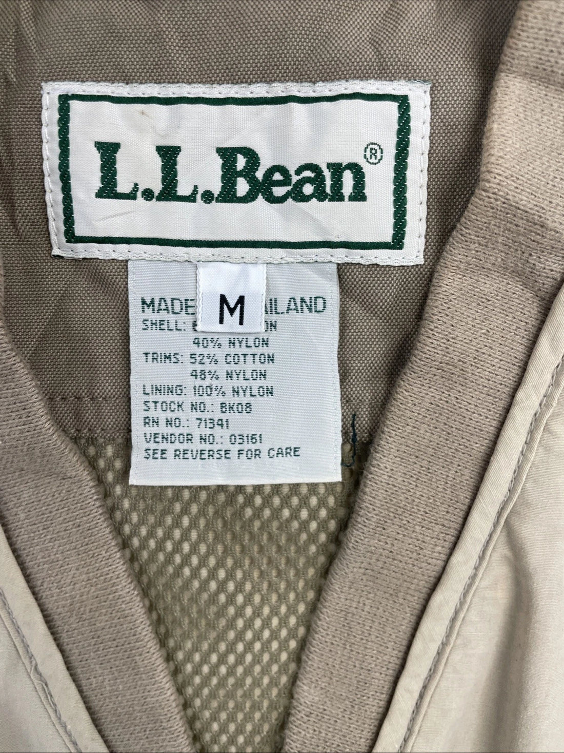 Vintage L.L. Bean Fishing Vest Jacket Size Medium Tan