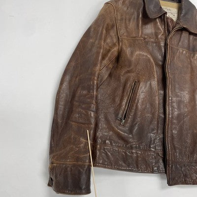Vintage Banana Republic Leather Bomber Jacket Size Large Brown