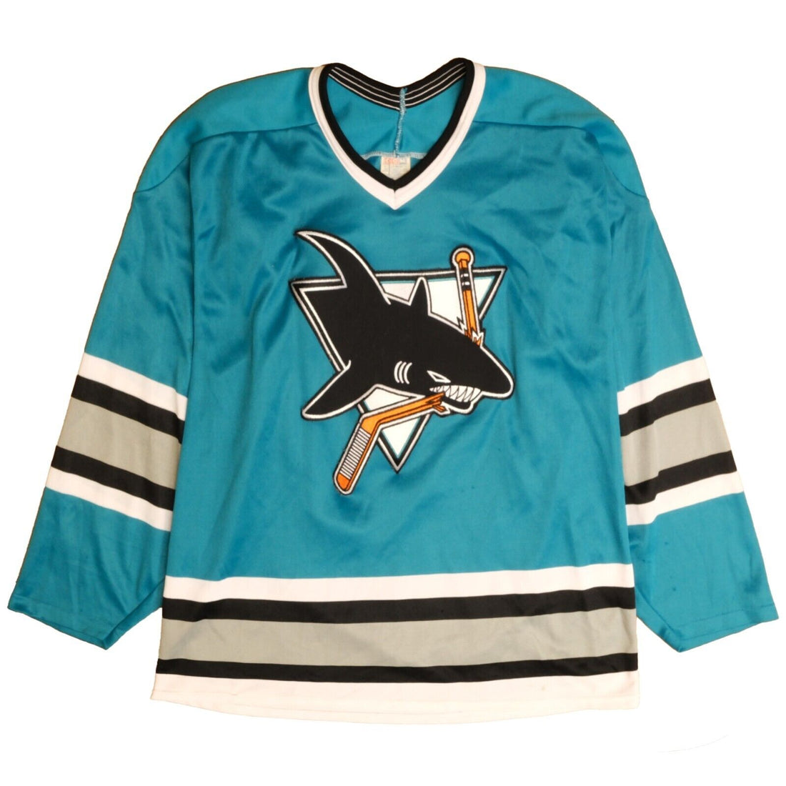 Vintage San Jose Sharks CCM Maska Hockey Jersey Size Large Teal NHL