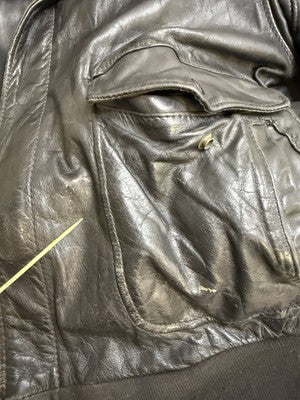 Vintage Schott NYC Leather Bomber Jacket Size 44 Black
