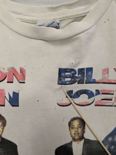 Vintage Elton John Billy Joel Tour T-Shirt Size XL White Music Tee 90s