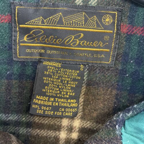 Vintage Eddie Bauer Field Coat Jacket Size Large Teal Wool Lined