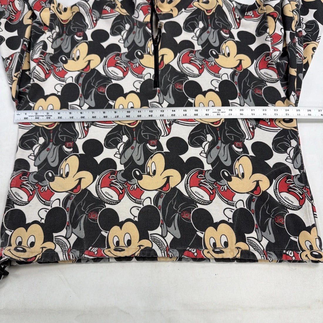 Vintage Mickey Mouse Disney 1/2 Zip Pullover Sweatshirt Medium All Over Print
