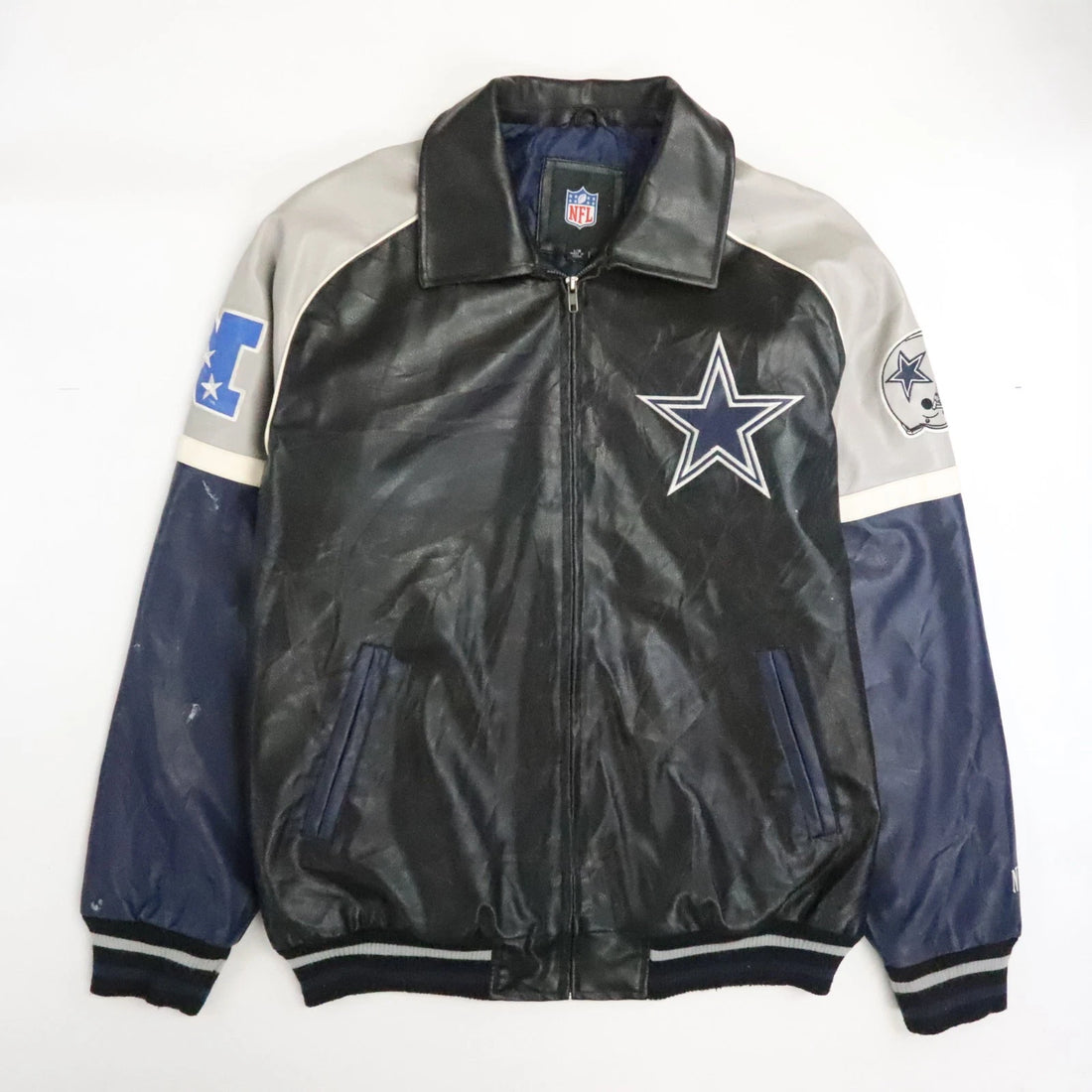 Dallas Cowboys Faux Leather Varsity Bomber Jacket Size Large NFL