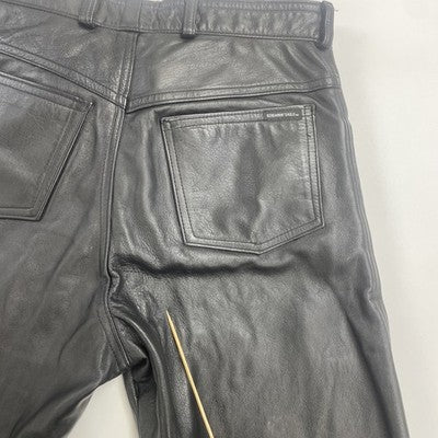 Vintage Screamin Eagle Leather Motorcycle Pants Size 34 Black