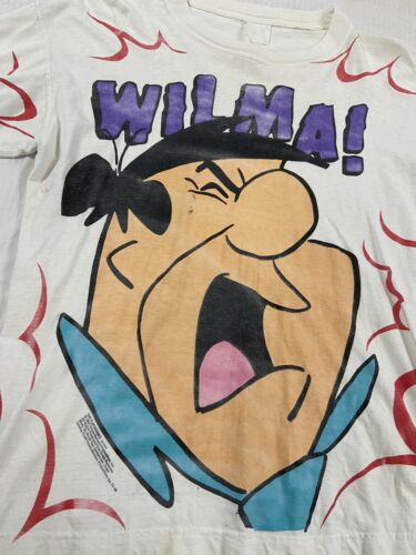 Vintage Fred Flintstone Wilma T-Shirt Size Large Cartoon Hanna Barbera 1993 90s
