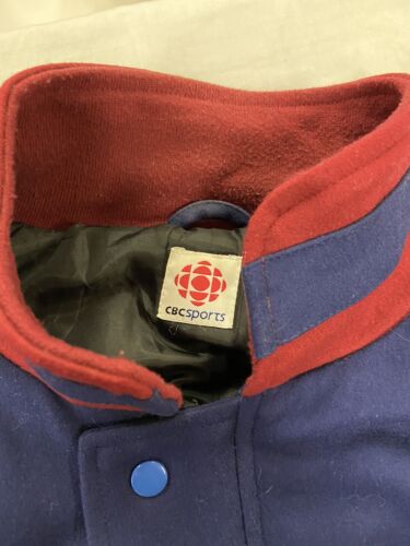 Vintage CBC Hockey Night Wool Varsity Jacket Size XL Blue Red Promo
