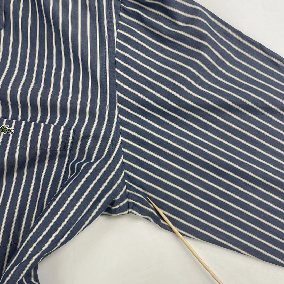 Lacoste Button Up Shirt Size 40 Blue Hickory Striped