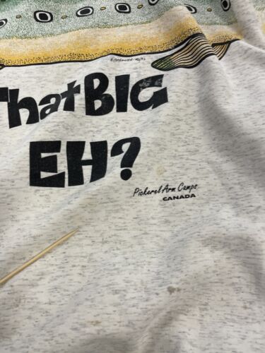 Vintage That Big Eh? Fish Sweatshirt Crewneck One SIze Spell Out Parody 1993 90s