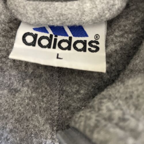 Vintage Adidas Trefoil Full Zip Fleece Jacket Size Large Gray