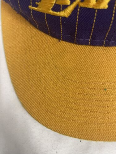 Vintage Los Angeles Lakers Wool Pinstripe Snapback Hat Cap OSFA 90s NBA