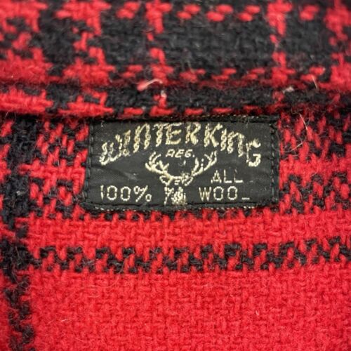 Vintage Winter King Mens Buffalo Check Red/Black 100% Wool