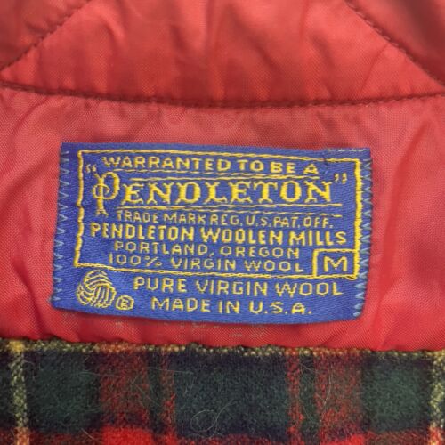 Vintage Pendleton Wool Field Button Up Shirt Size Medium Red Tartan Plaid