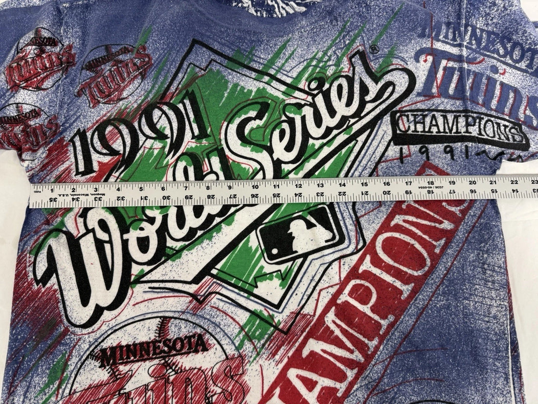 Vintage Minnesota Twins World Champions T-Shirt XL All Over Print 1991 90s MLB