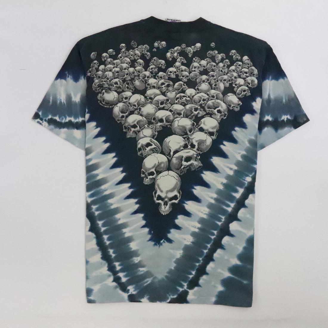 Vintage Skulls Liquid Blue Tie Dye T-Shirt Size Large 1993 90s
