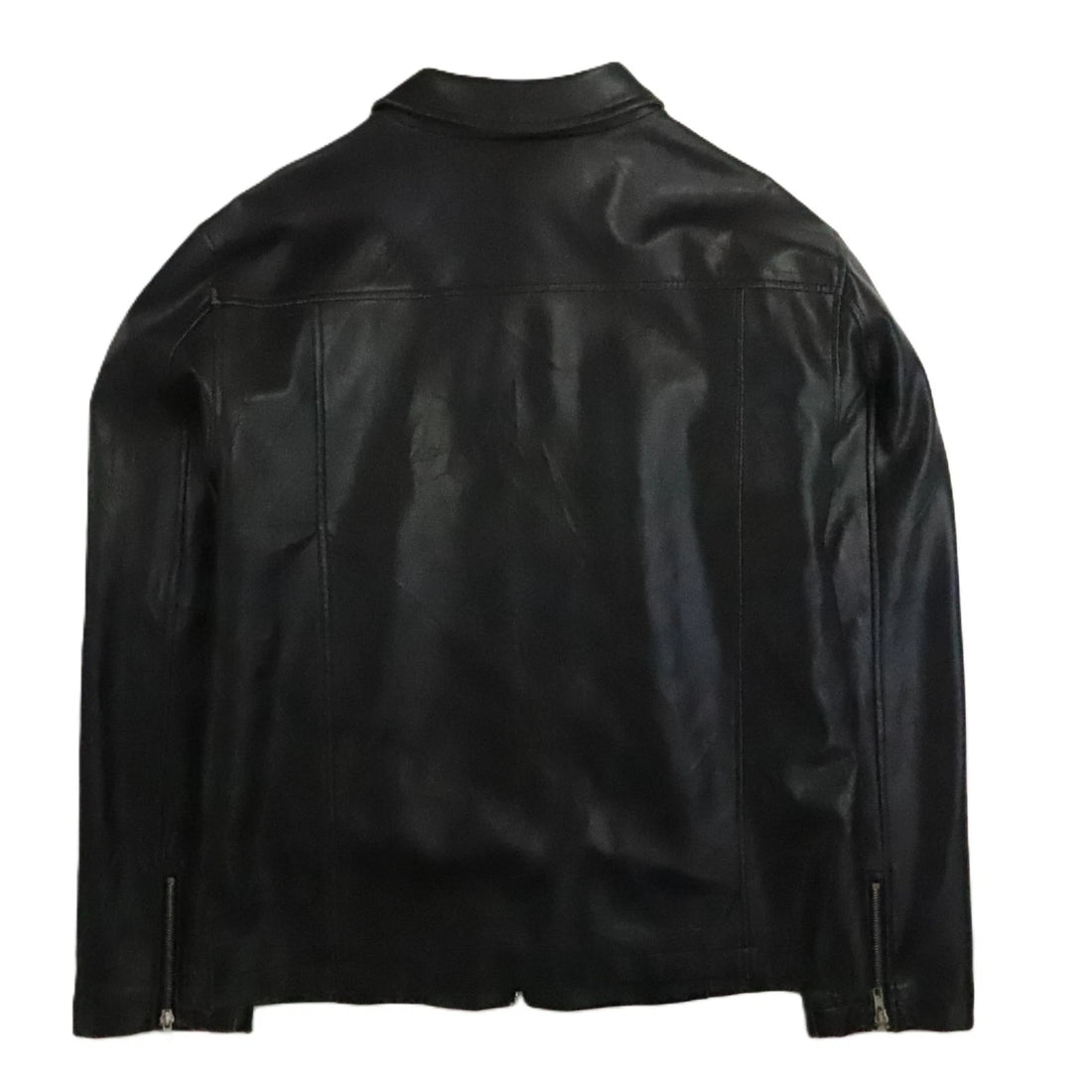 Tommy Jeans Hilfiger Leather Coat Jacket Size Large Black