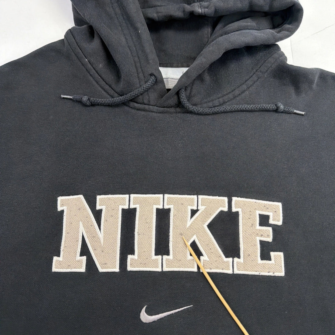 Vintage Nike Sweatshirt Hoodie Size Small Black Spell Out Swoosh