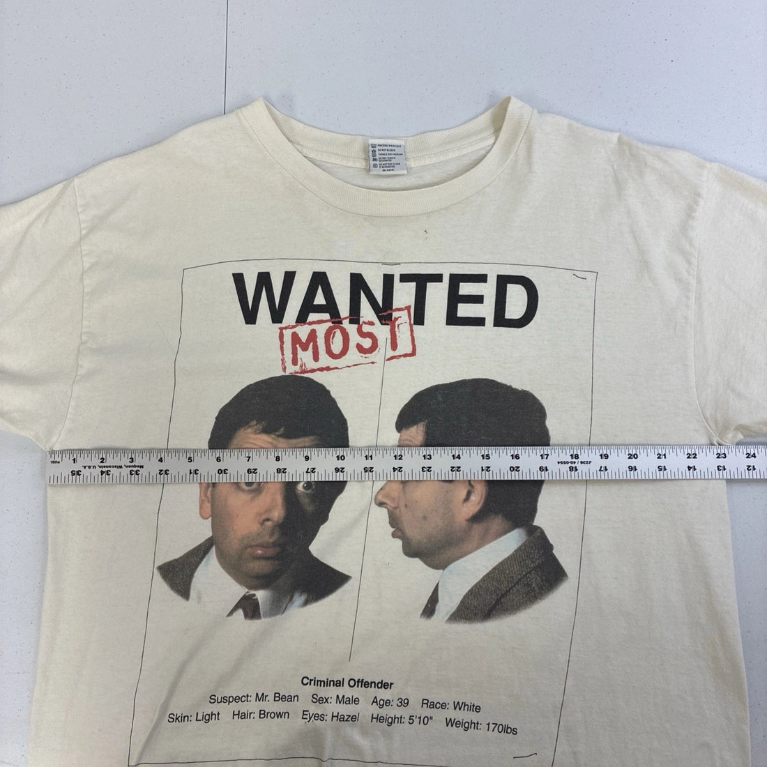 Vintage Mr. Bean Most Wanted Shirt Size XL 1997 90s