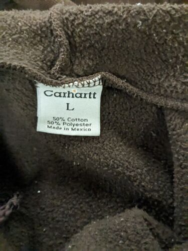 Vintage Carhartt Sweatshirt Hoodie Size Large Brown Sleeve Spell Out