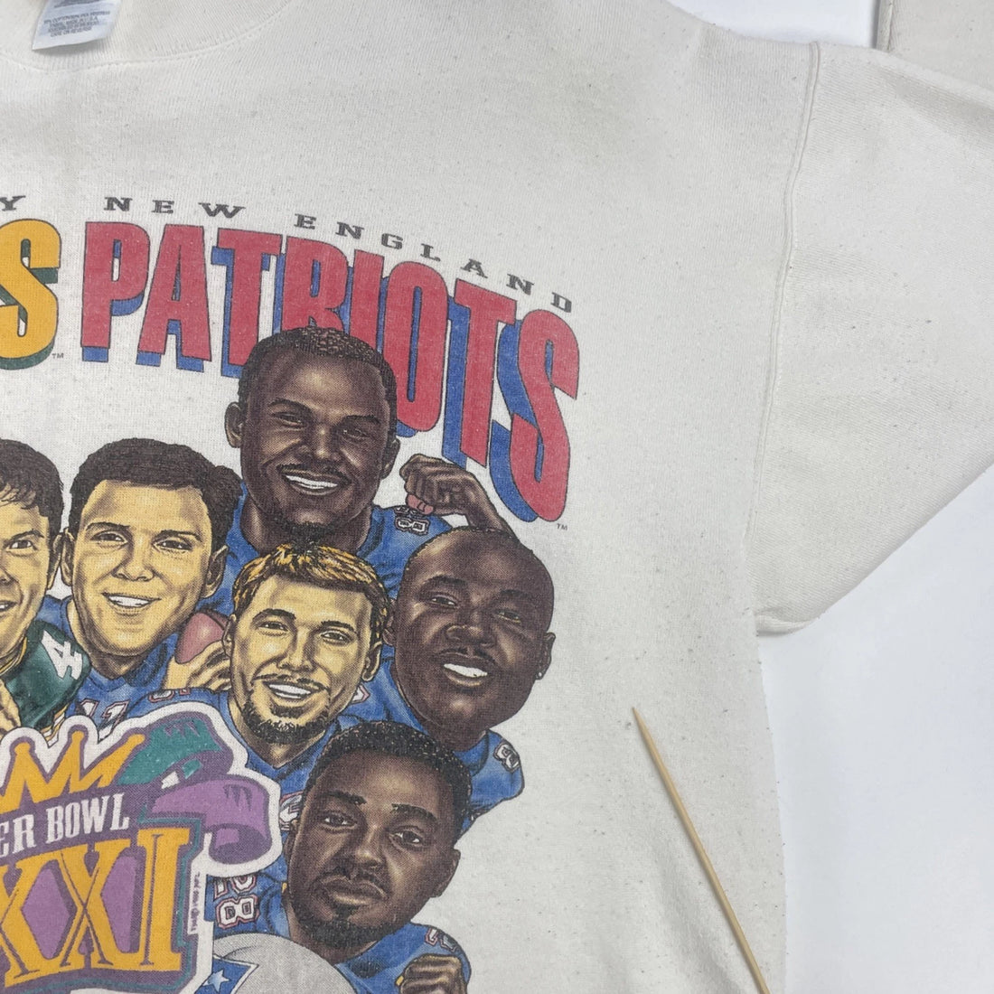 Vintage Packers Patriots Super Bowl XXXI Caricature Sweatshirt Large 1997 NFL