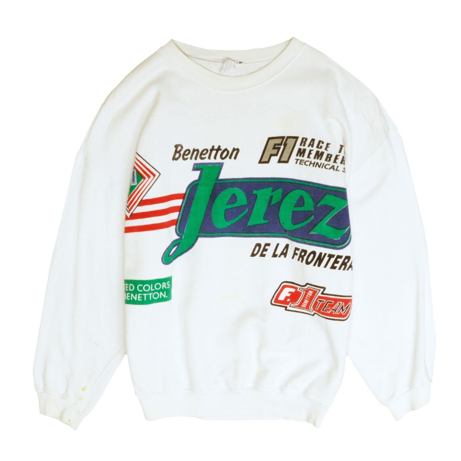 Vintage Benetton Jerez De La Frontera Formula 1 Sweatshirt Size Medium 90s