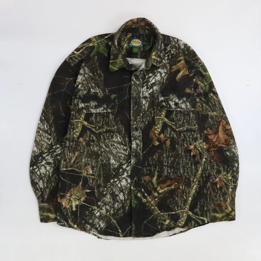 Vintage Cabela's Mossy Oak Break Up Camo Button Up Shirt Size Large