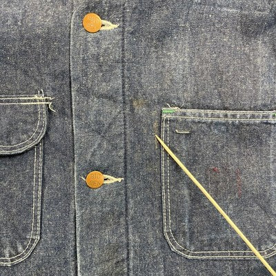 Vintage Big Ben Denim Chore Coat Work Jacket Size 46 Blanket Lined
