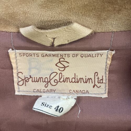 Vintage Sprung Clindinin Leather Suede Coat Jacket Size 40 Tan Lightning Zip