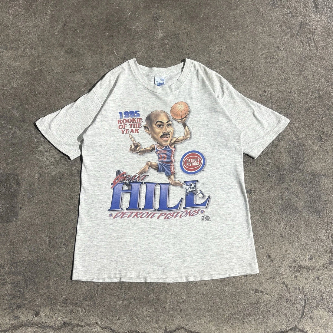 Vintage Detroit Pistons Grant Hill Caricature T-Shirt Youth Size 18-20 90s NBA