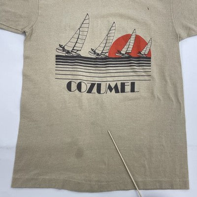 Vintage Cozumel Mexico Boating Sailing T-Shirt Size Large 70s 80s