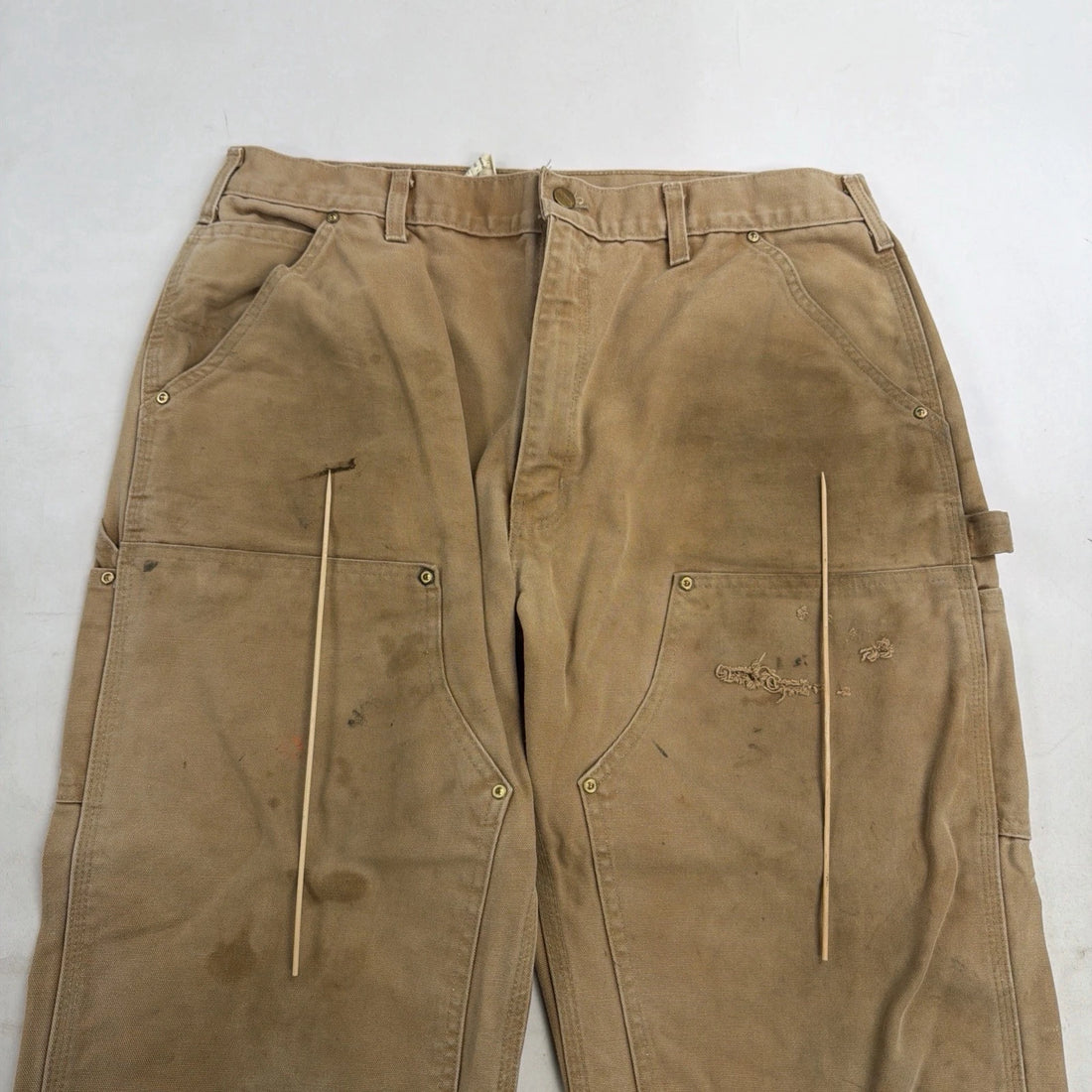 Vintage Carhartt Canvas Double Knee Carpenter Work Pants 38 X 32 B01 BRN