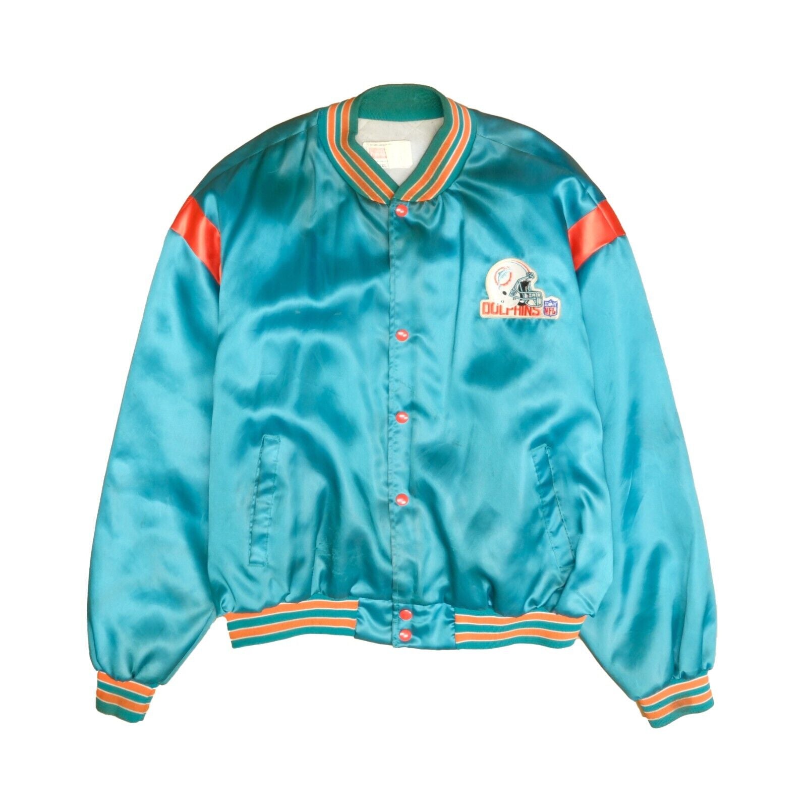 Vintage Miami Dolphins Satin Bomber Jacket Size 2XL 90s NFL