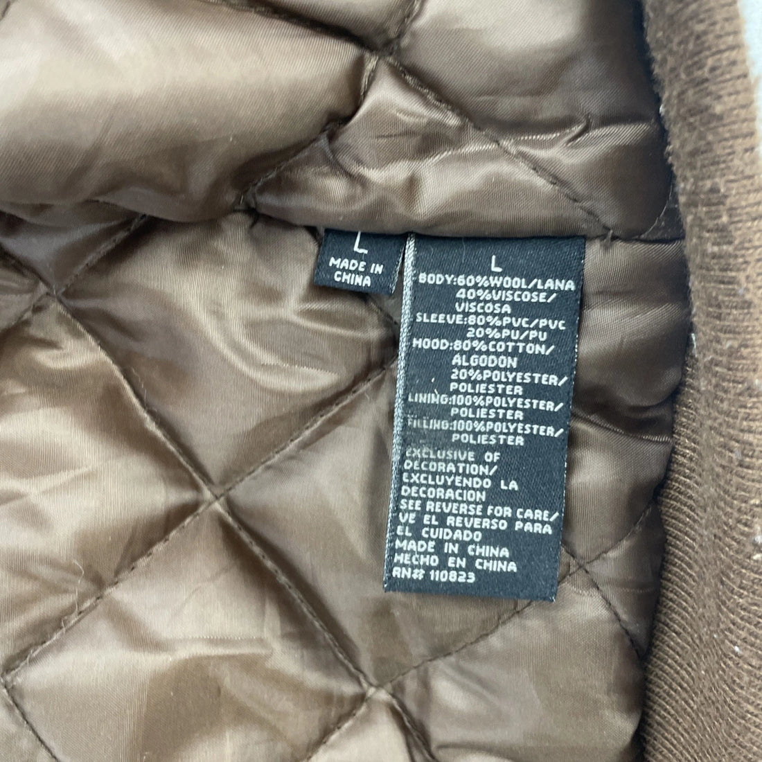 Vintage Akademiks Wool Faux Leather Varsity Jacket Size Large Brown Y2K