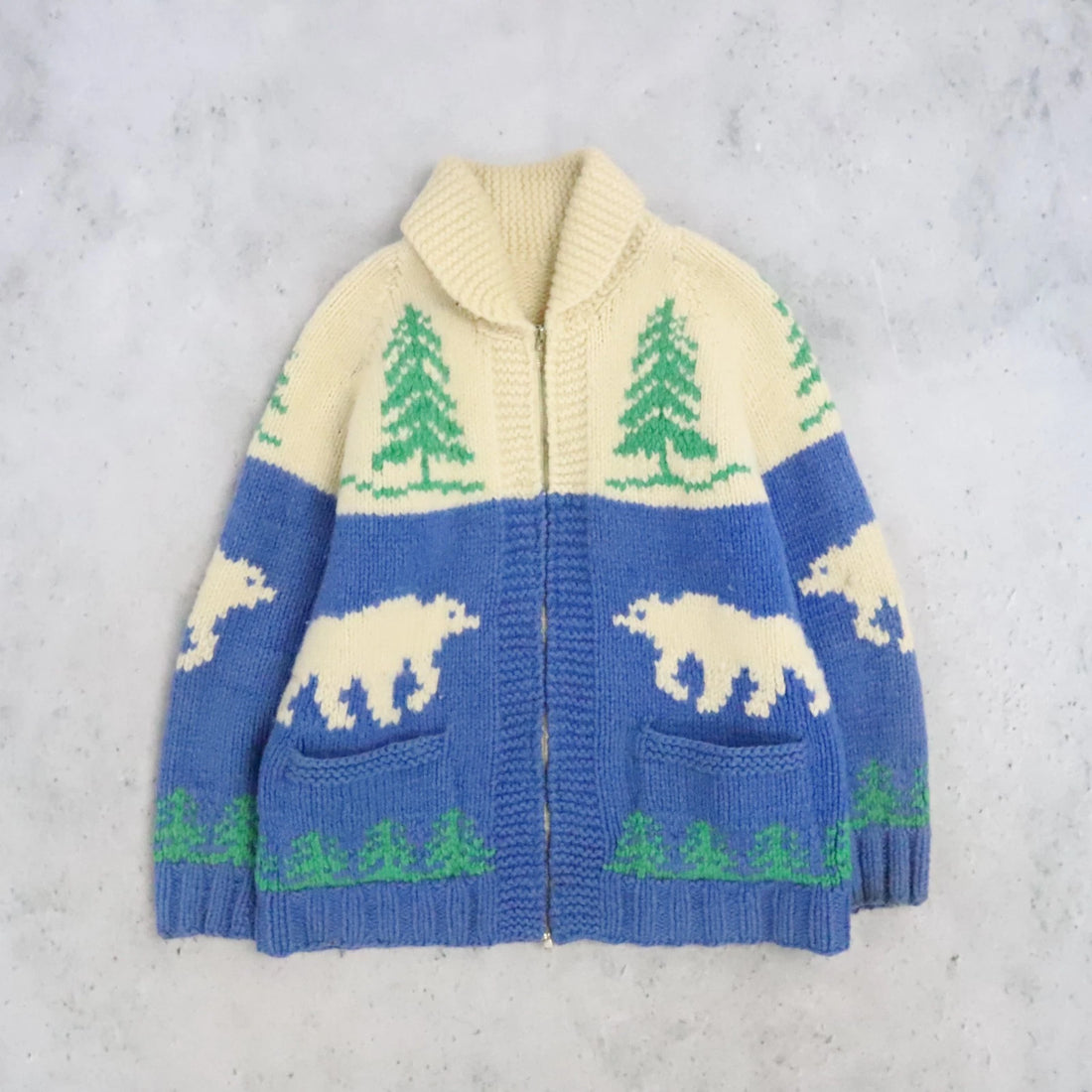Vintage Polar Bear Wool Knit Cowichan Sweater Size Medium