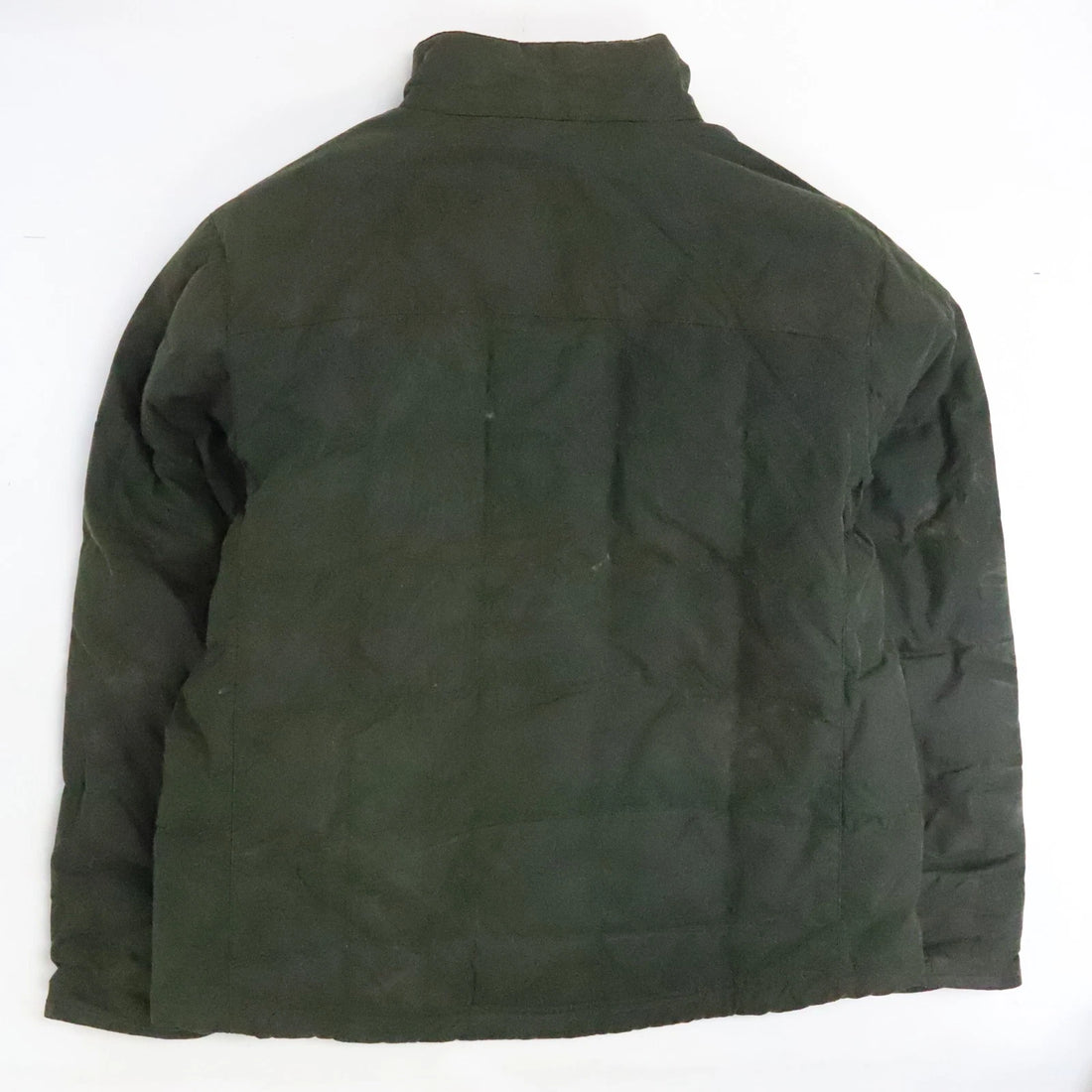 L.L. Bean Waxed Quilted Puffer Jacket Size Large Green Insulated