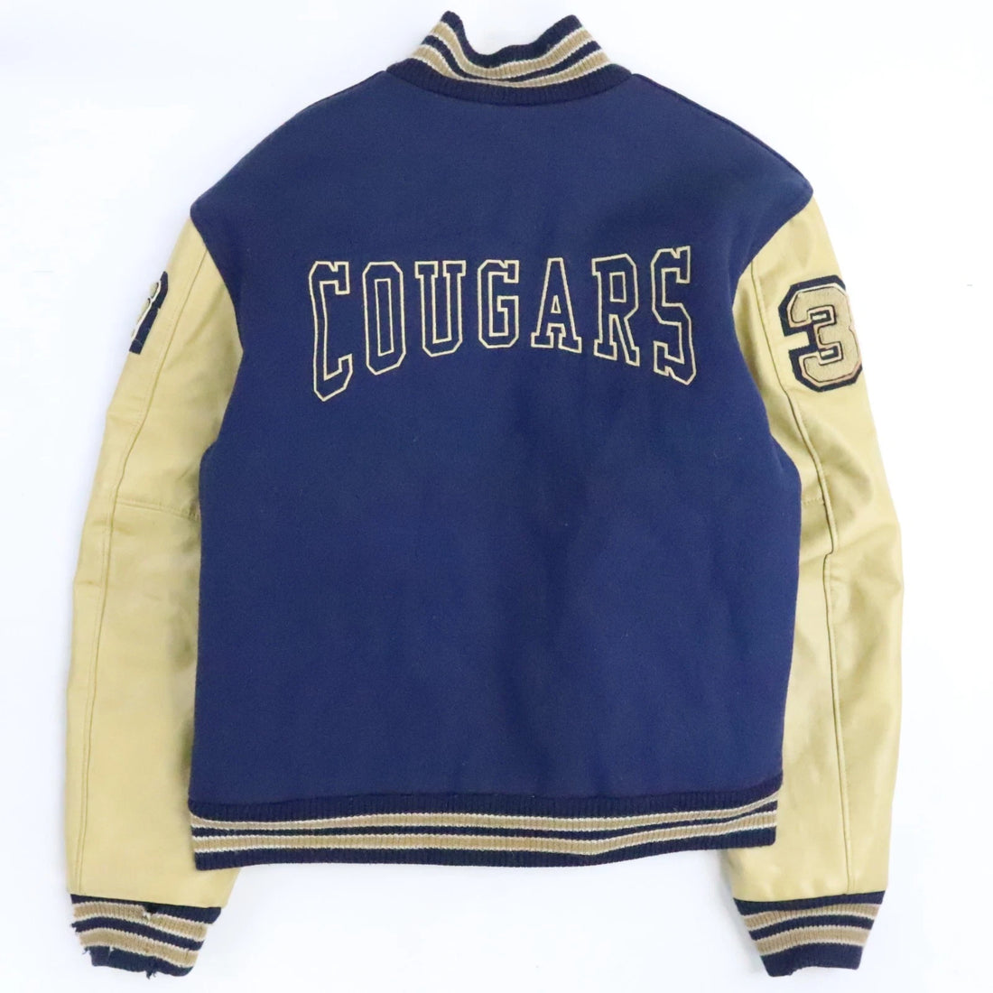 Vintage TC Cougars Football Varsity Leather Wool Bomber Jacket Size XL