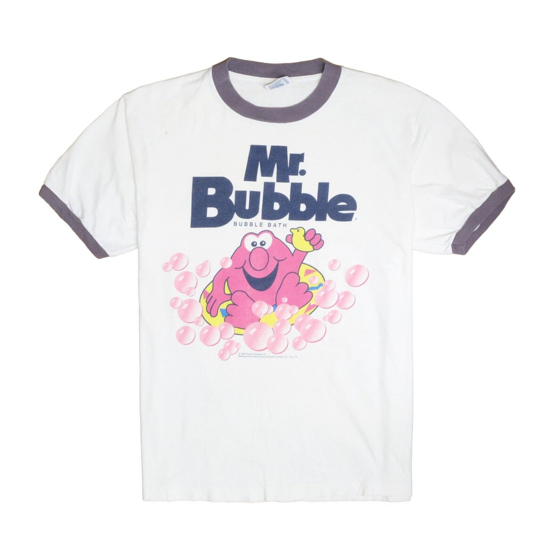 Vintage Mr Bubble Ringer T-Shirt Size Large White 1996 90s