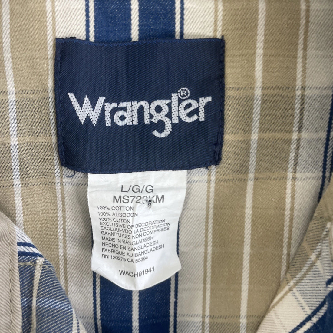 Wrangler Western Pearl Snap Shirt Size Large Plaid